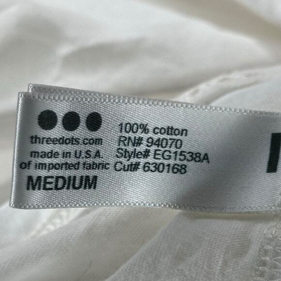 THREE DOTS Anthropologie Off Shoulder White Embroidered Blouse Women's Size Med - Picture 7 of 8